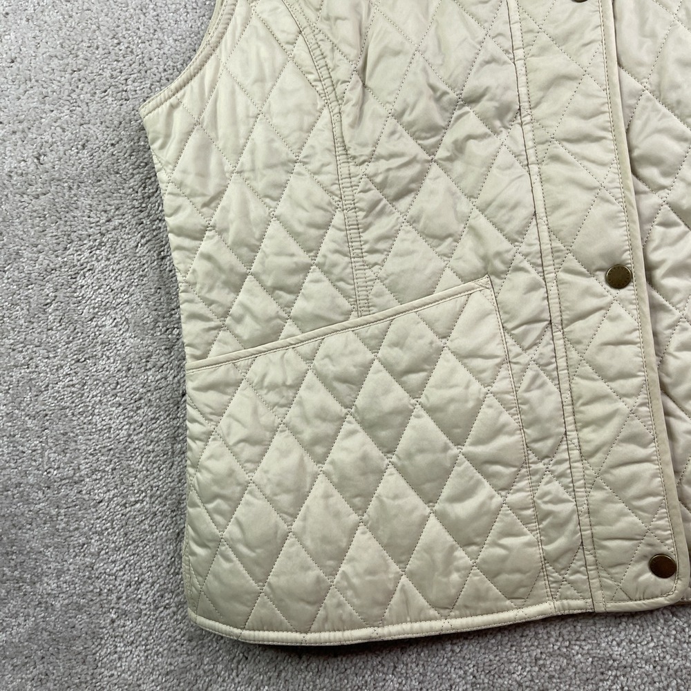 Barbour Vest Womens 16 Tan Quilted Full Zip Snap Front Wray Gilet Equestrian - Picture 4 of 14